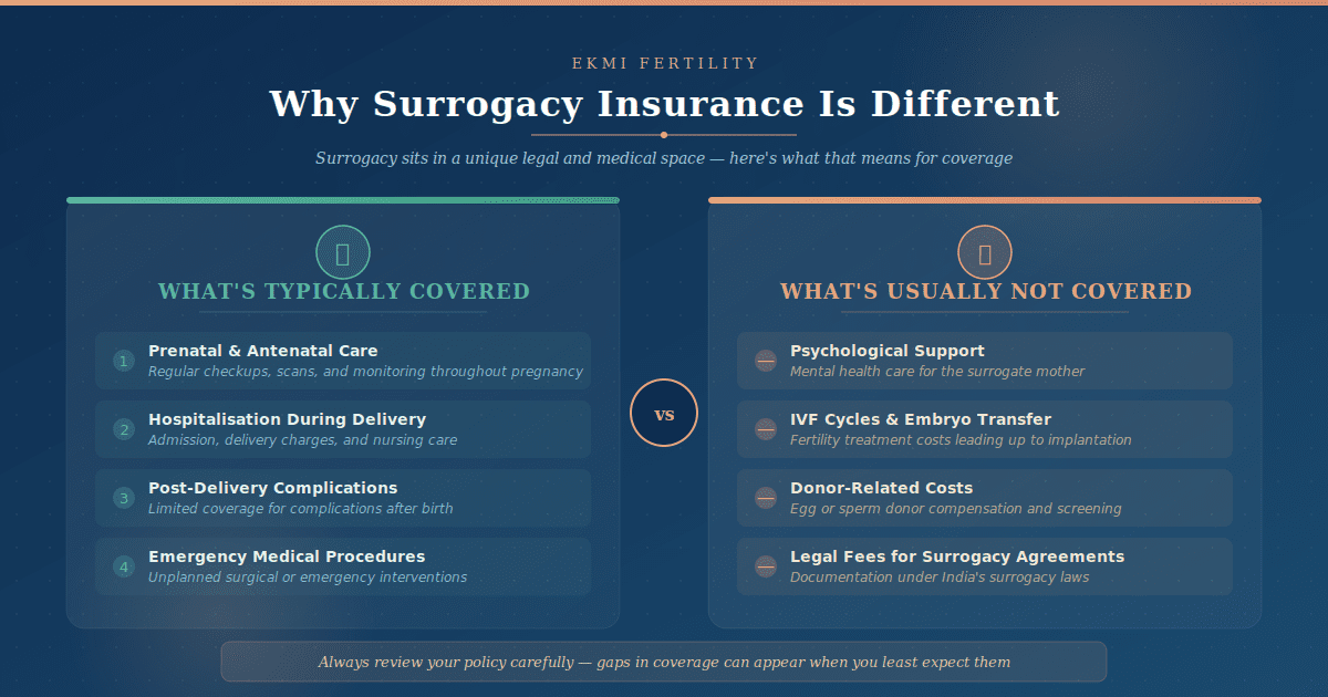 what surrogacy insurance in India typically covers