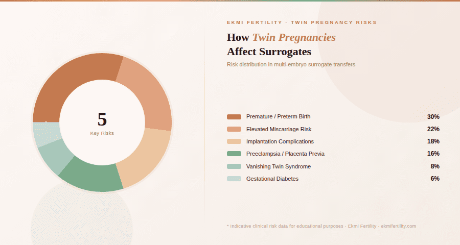 risk distribution in twin surrogate pregnancies