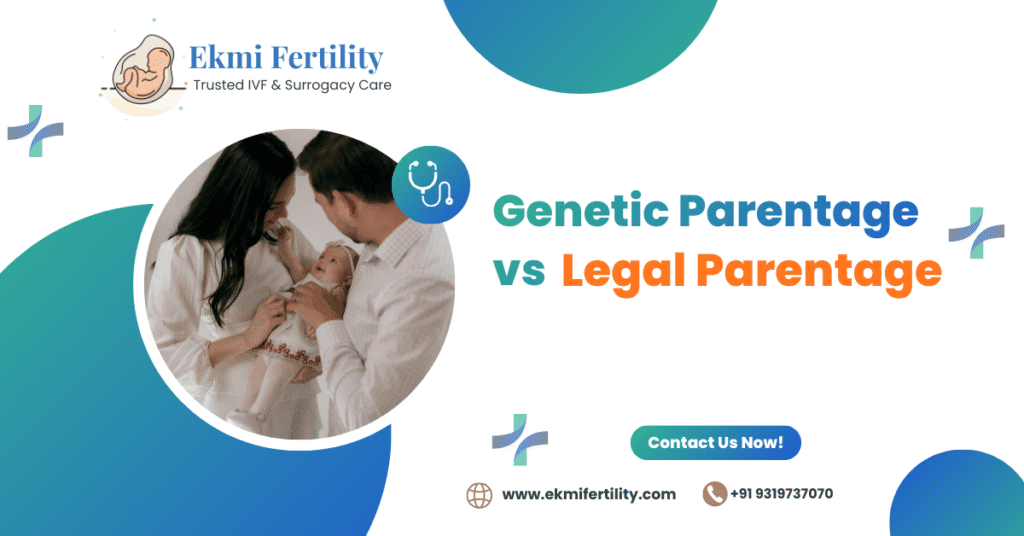 Parents holding newborn baby - genetic parentage vs legal parentage in IVF and surrogacy at Ekmi Fertility