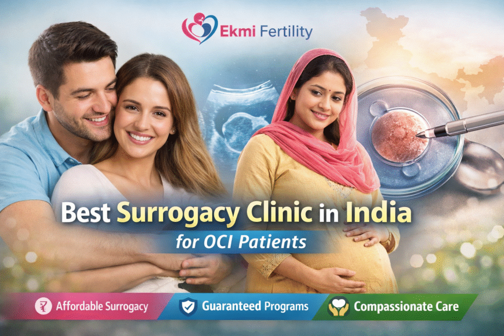 Best surrogacy clinic in India for OCI patients with IVF and surrogacy treatment illustration at Ekmi Fertility